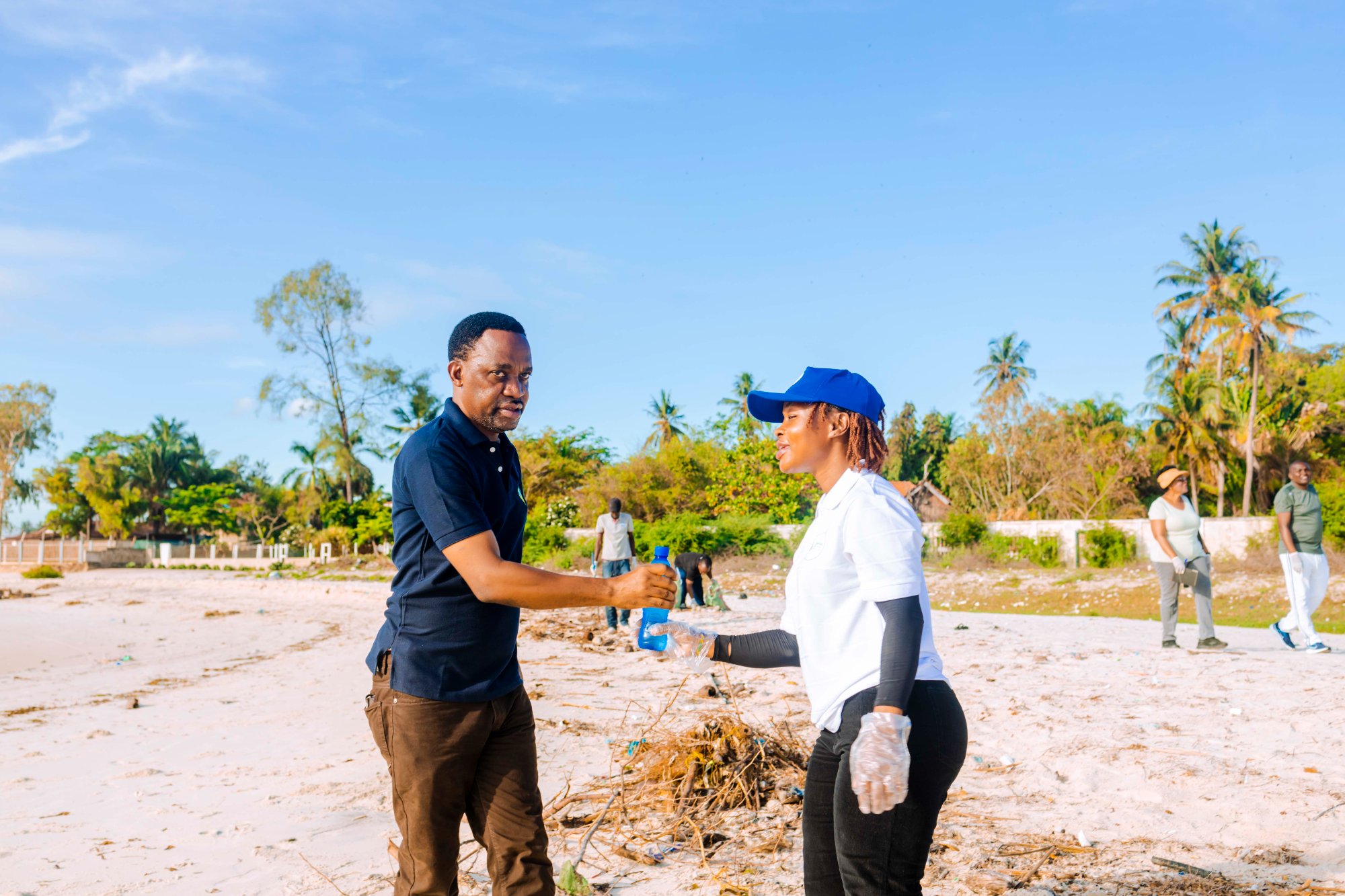 Community coordination during beach clean-up at Mbezi Beach A