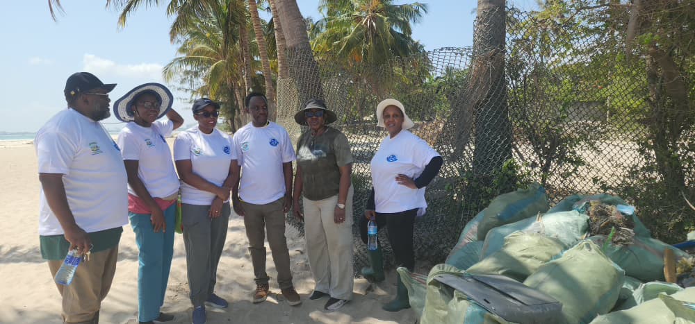 JMMBA community team with collected waste bags at Mbezi Beach A