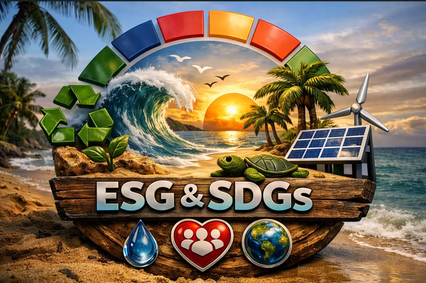 ESG, SDGs, sustainability, and environmental action visual